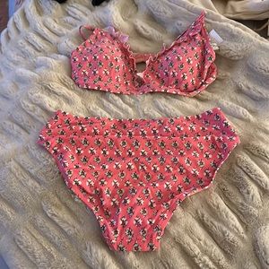 NWT J Crew Pink playful floral bikini